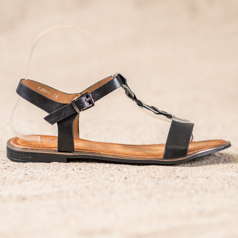 Small Swan Kényelmes fekete szandál 2