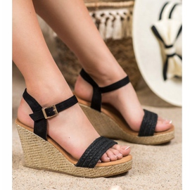 SHELOVET Stílusos ék szandál fekete 1