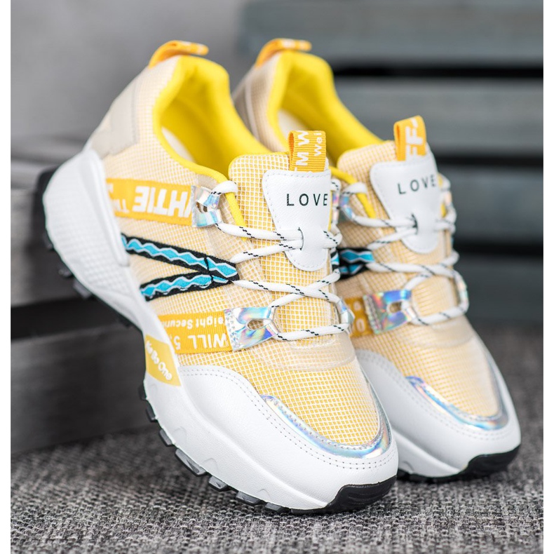 Bona Love Mesh Cipők fehér sárga 2