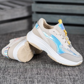 Bona Bézs színű cipők hálóval fehér szürke sokszínű 2