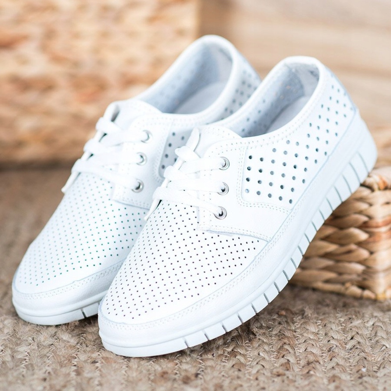 Kylie Leather Brogues a platformon fehér 1