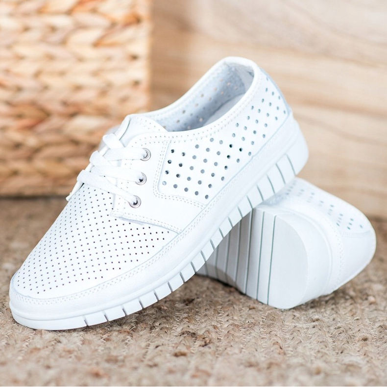 Kylie Leather Brogues a platformon fehér 2