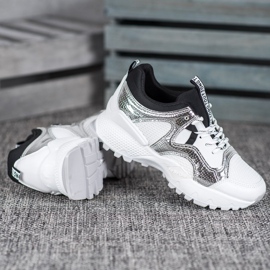 Bona Divat cipők hálóval fehér szürke 1