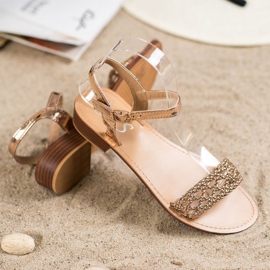 Small Swan Elegáns fonott szandál sárga 1