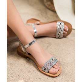 Small Swan Elegáns fonott szandál szürke 1