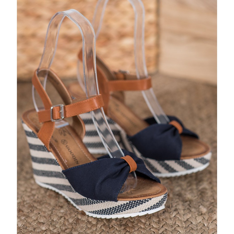 Goodin Navy Blue Sandals On Wedge barna kék 1
