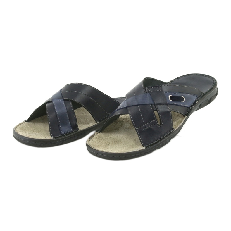 Kényelmes bőr papucs Naszbut 055 sötétkék kék 3
