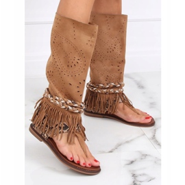 Boho papucs teve NS130P Teve szárral barna 1
