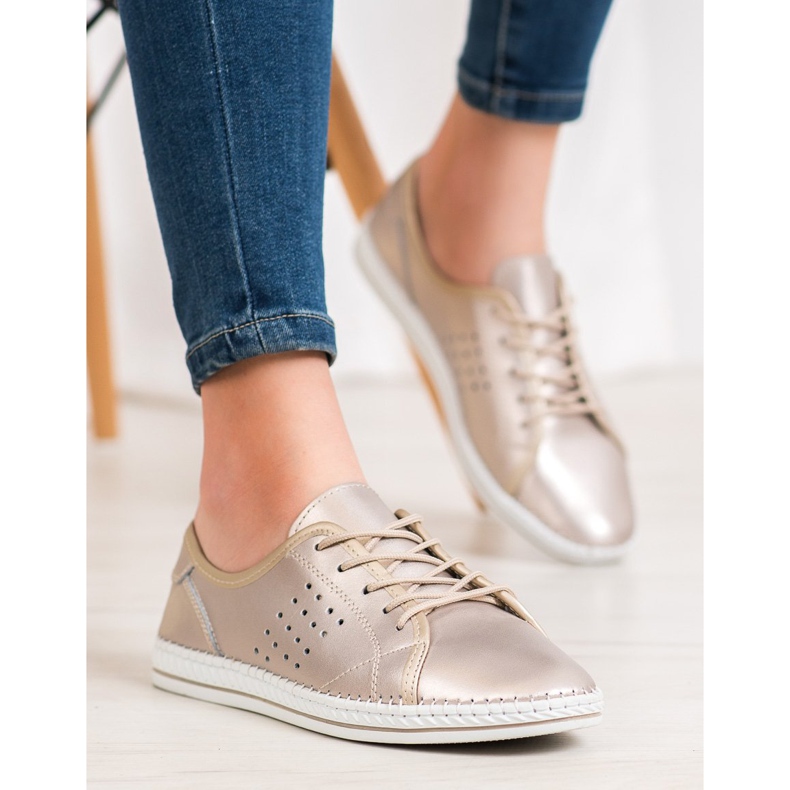 Kylie Fűzött bőrcipő aranysárga 1