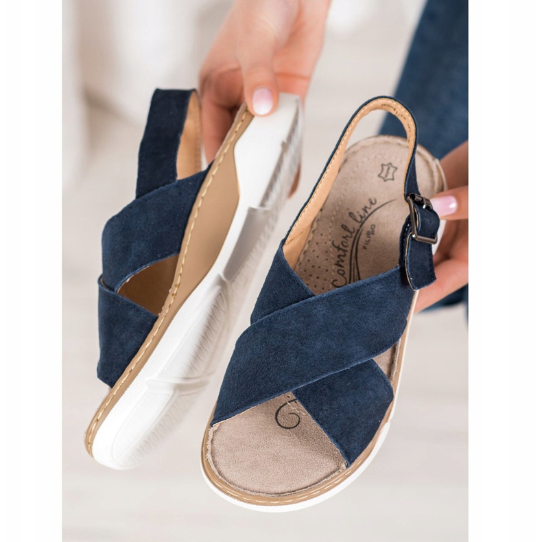 Filippo Bőr szandál a platformon kék 1