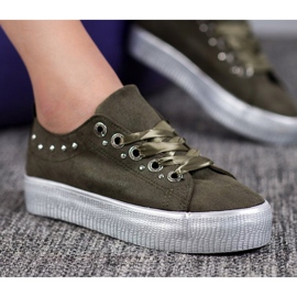 SHELOVET Velúr cipők zöld 2