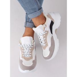 Női sportcipő JD02P Fehér bézs fekete ibolya rózsaszín 2