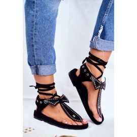 Lu Boo Női fekete kötött szandál japán Mara 1