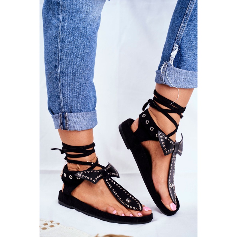 Lu Boo Női fekete kötött szandál japán Mara 1