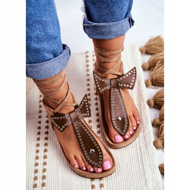 Lu Boo Női barna kötött szandál japán Mara 1