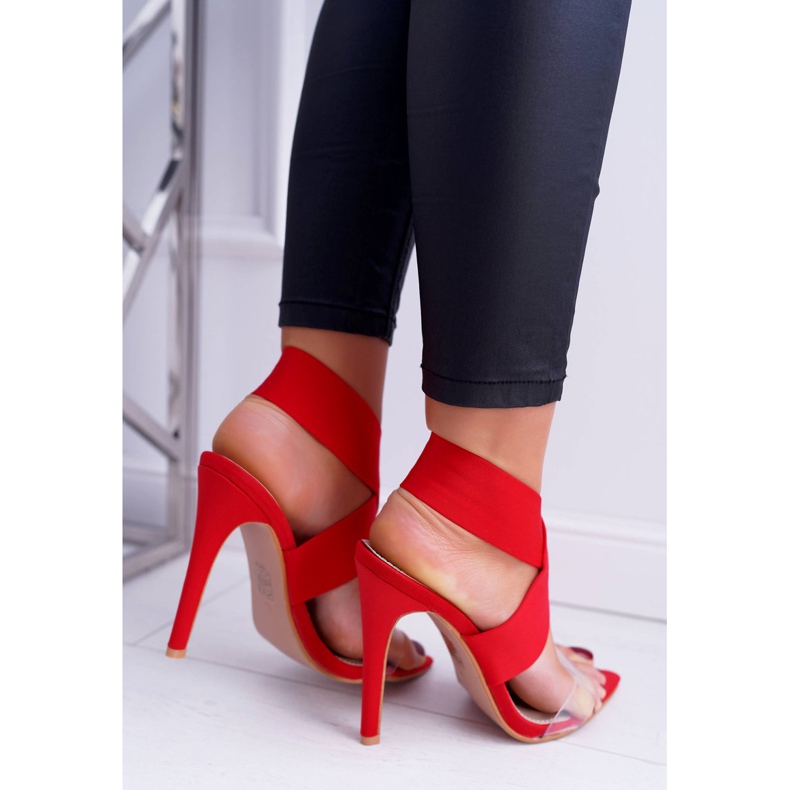 L.DAY Női szandál magas sarkú, széles pántos piros lámpákkal 2