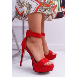 NFR Női szandál magas sarkú Platform Red Welbos piros 1