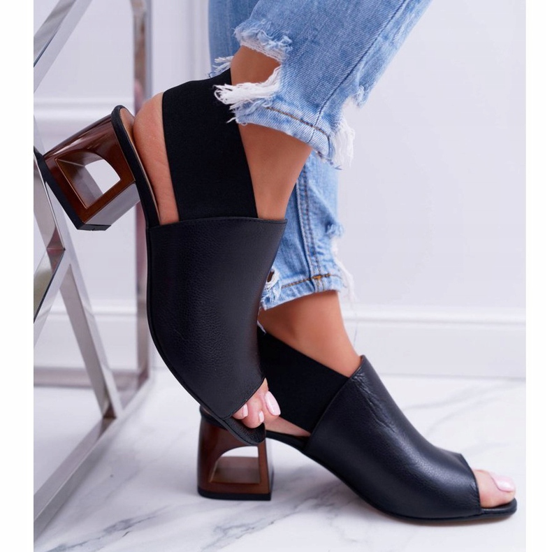 Szandálok egy bárban Laura Messi 1919 Bőr fekete Grehno 2