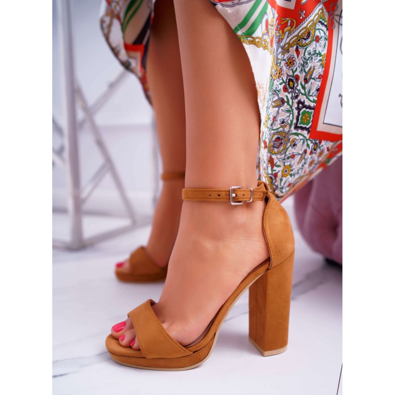 ADY Női szandál sarkú platformon Camel Debora barna 1