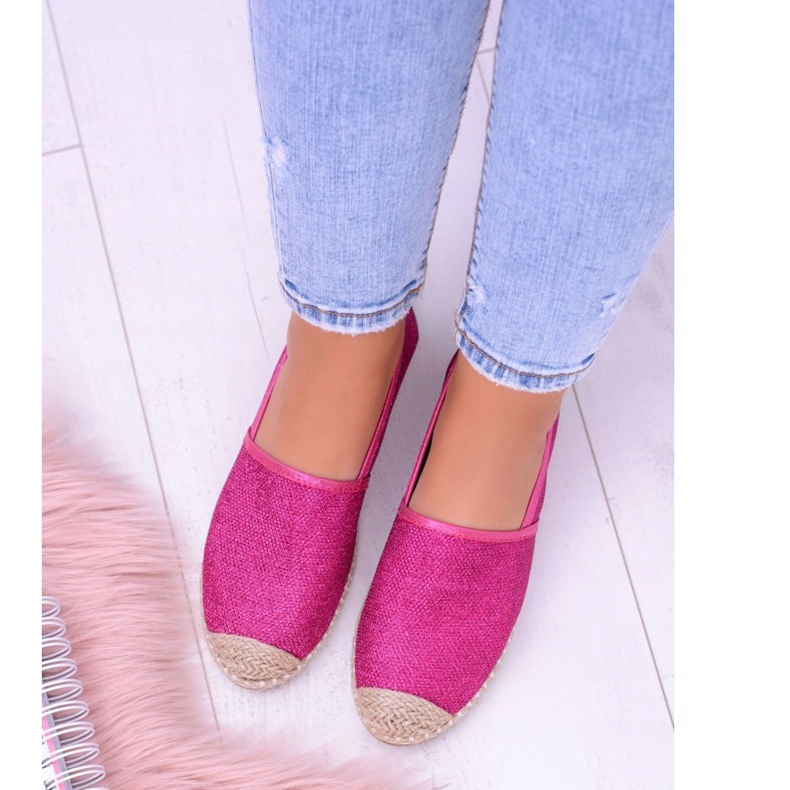Lu Boo női espadrilles csúszik a Fuchsia Brocade Miravet -en rózsaszín 2