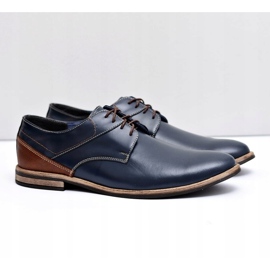 Bednarek Polish Shoes Férfi Brogues Bednarek Elegáns bőr Navy Blue Marcelo sötétkék 1