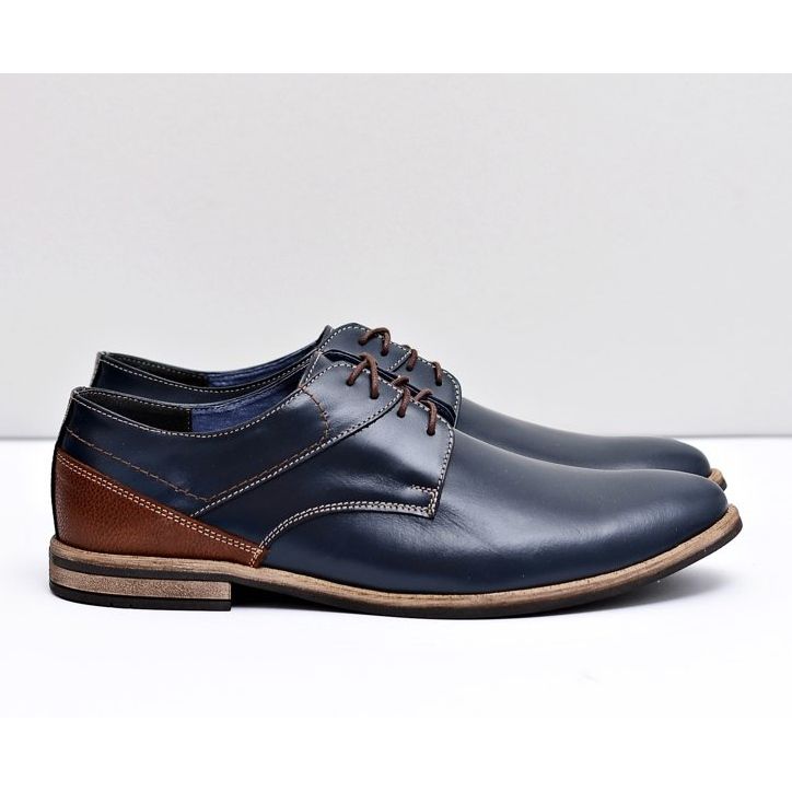 Bednarek Polish Shoes Férfi Brogues Bednarek Elegáns bőr Navy Blue Marcelo sötétkék 2
