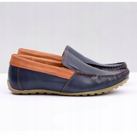 Neex | Navy Blue Leather Férfi Bocsánat Slip-On Loafers sötétkék 2