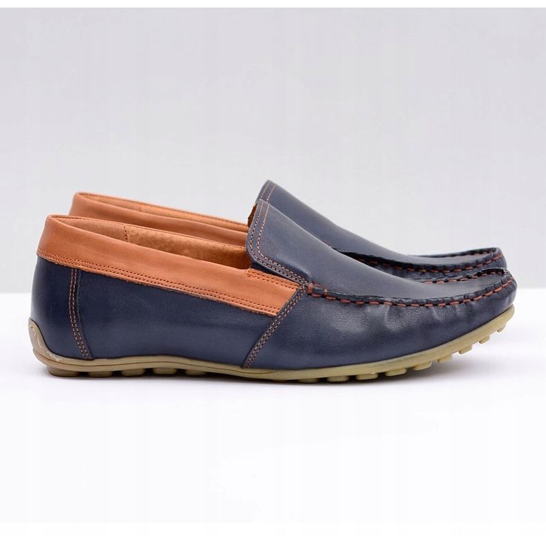 Neex | Navy Blue Leather Férfi Bocsánat Slip-On Loafers sötétkék 2