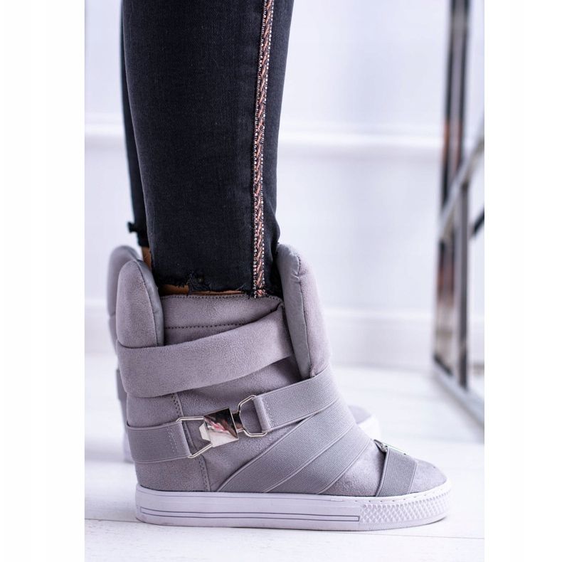 Női Lu Boo cipők, rugalmas szalagokkal, szürke szivattyúkkal 2