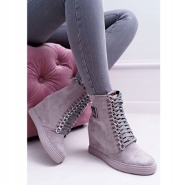 Női cipők Lu Boo láncokkal Velúr szürke Monica 2