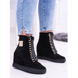 Női cipők Lu Boo láncokkal Velúr Fekete Monica 2