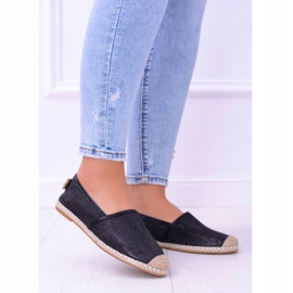 Lu Boo Black Glitter női espadrilles Slip On Miravet fekete 2