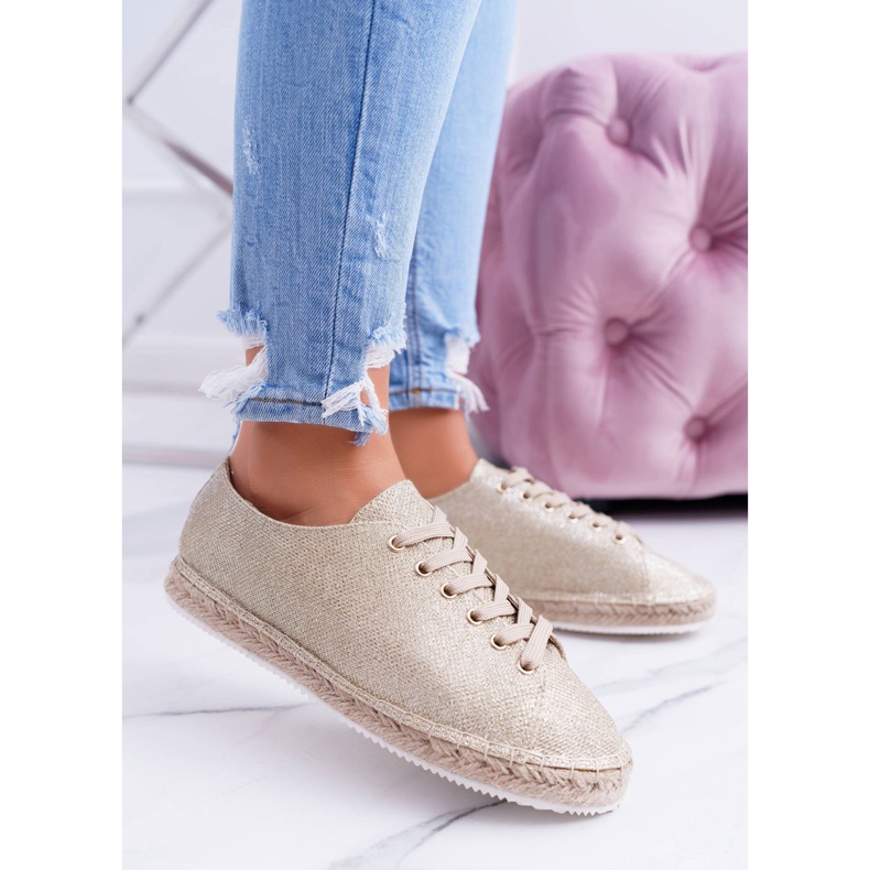 Lu Boo | Golden Glitter Fairy Linen Espadrilles aranysárga 2