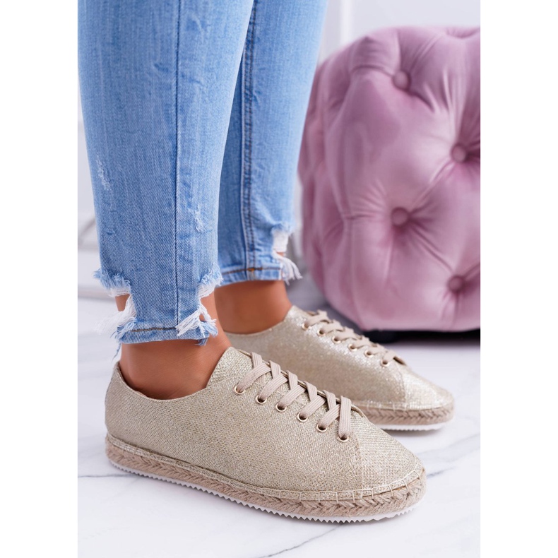 Lu Boo | Golden Glitter Fairy Linen Espadrilles aranysárga 1