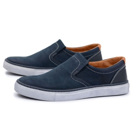 Neex | Lengyel Slip-On Bőr Férfi Jazzy Cipő sötétkék 1