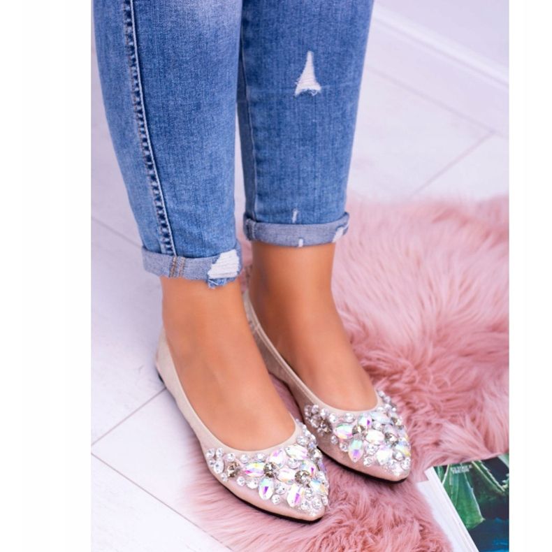 Lu Boo arany balerinák még elasztikus köveken aranysárga 2