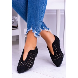 Lu Boo Black Suede Női Slip-on Synthia cipő fekete 1