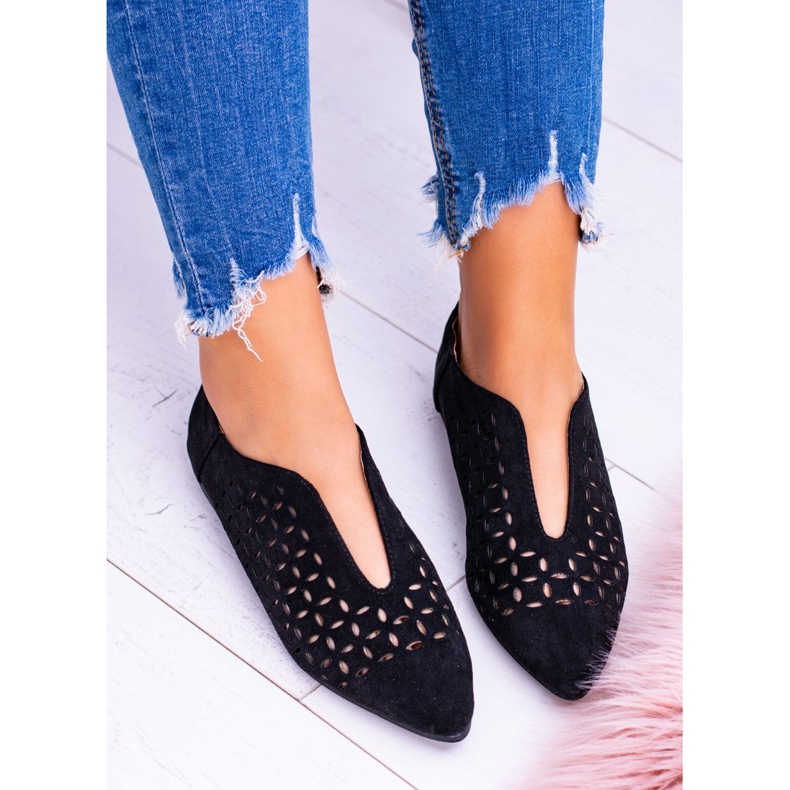 Lu Boo Black Suede Női Slip-on Synthia cipő fekete 2