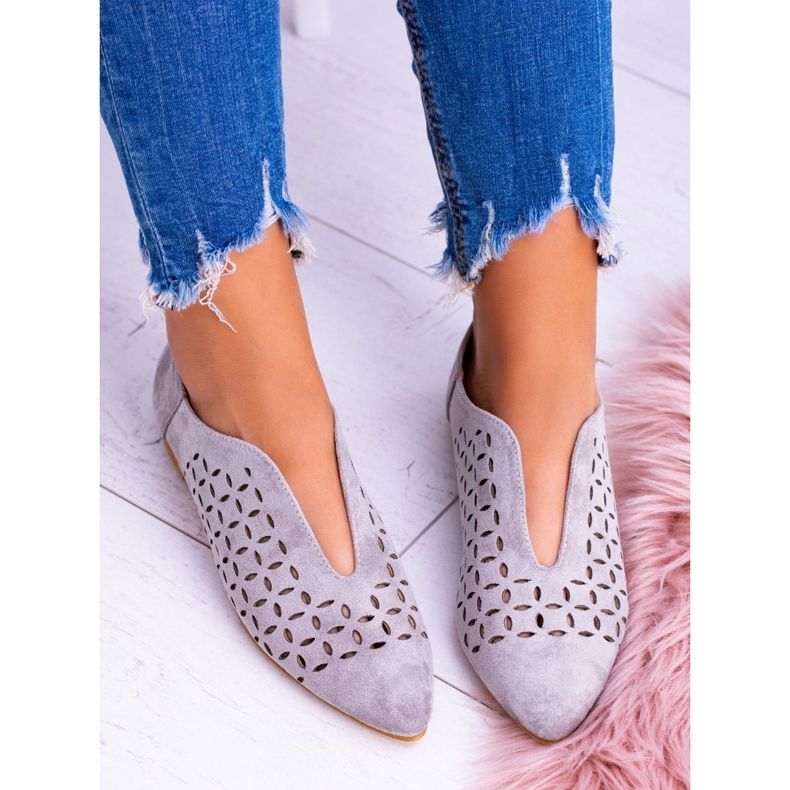 Lu Boo Grey Suede Női Slip-on Synthia cipő szürke 2