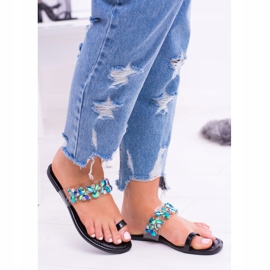 Lu Boo Elegáns fekete flitteres Tanut papucs 2