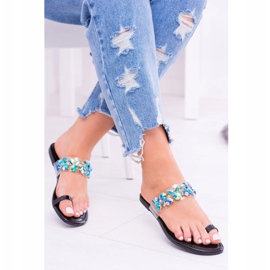 Lu Boo Elegáns fekete flitteres Tanut papucs 1