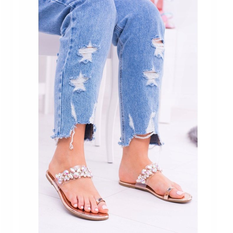 Lu Boo Elegáns Arany Papucs Flitter Tanut aranysárga 1