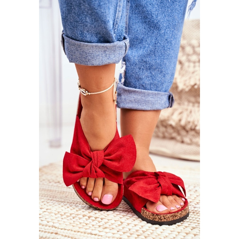 PS1 Női piros papucs a parafa íj Wendy -n 1