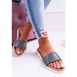 Lu Boo női fekete papucs flitterekkel 1