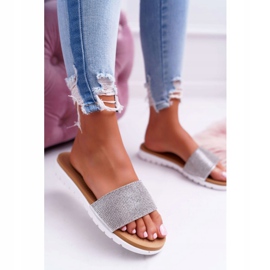 Lu Boo női ezüst papucs flitterekkel szürke 2