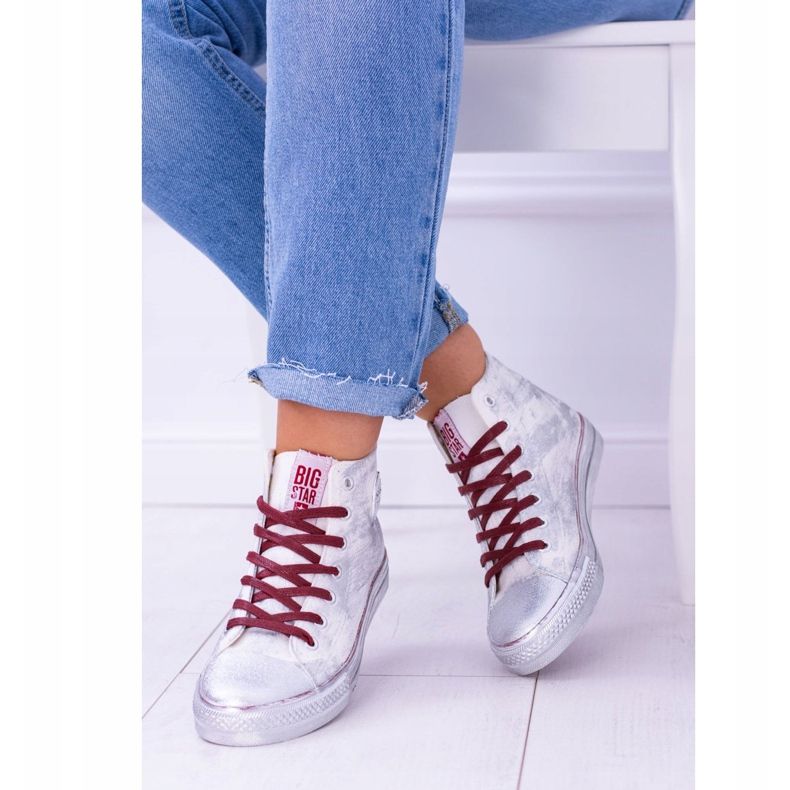 Big Star magas fehér ezüstözött cipők BB274016 1