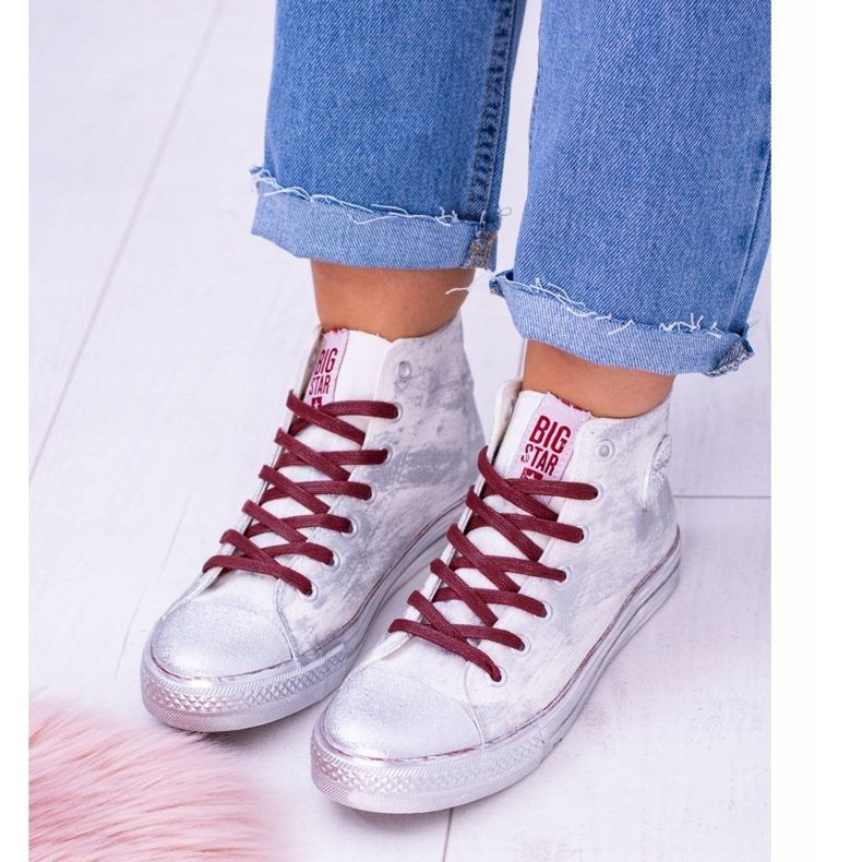 Big Star magas fehér ezüstözött cipők BB274016 2