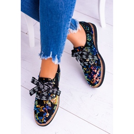 Lu Boo Női Brogues Suede Multicolor Moonlight fekete sokszínű 1