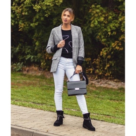 Lu Boo fekete női csizma cipzáros flitteres Rafell 1