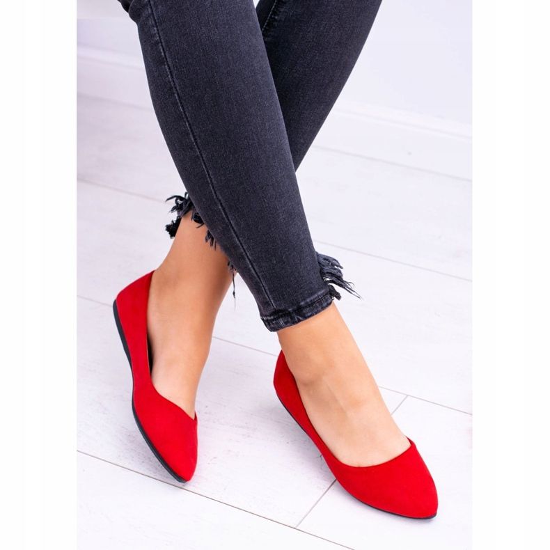 PS1 Piros női balerinák Suede Dermeno 2